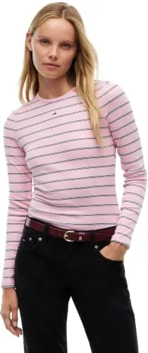 Tommy Jeans Essential Rib Ls DW0DW17387 Langarmshirt Rosa L