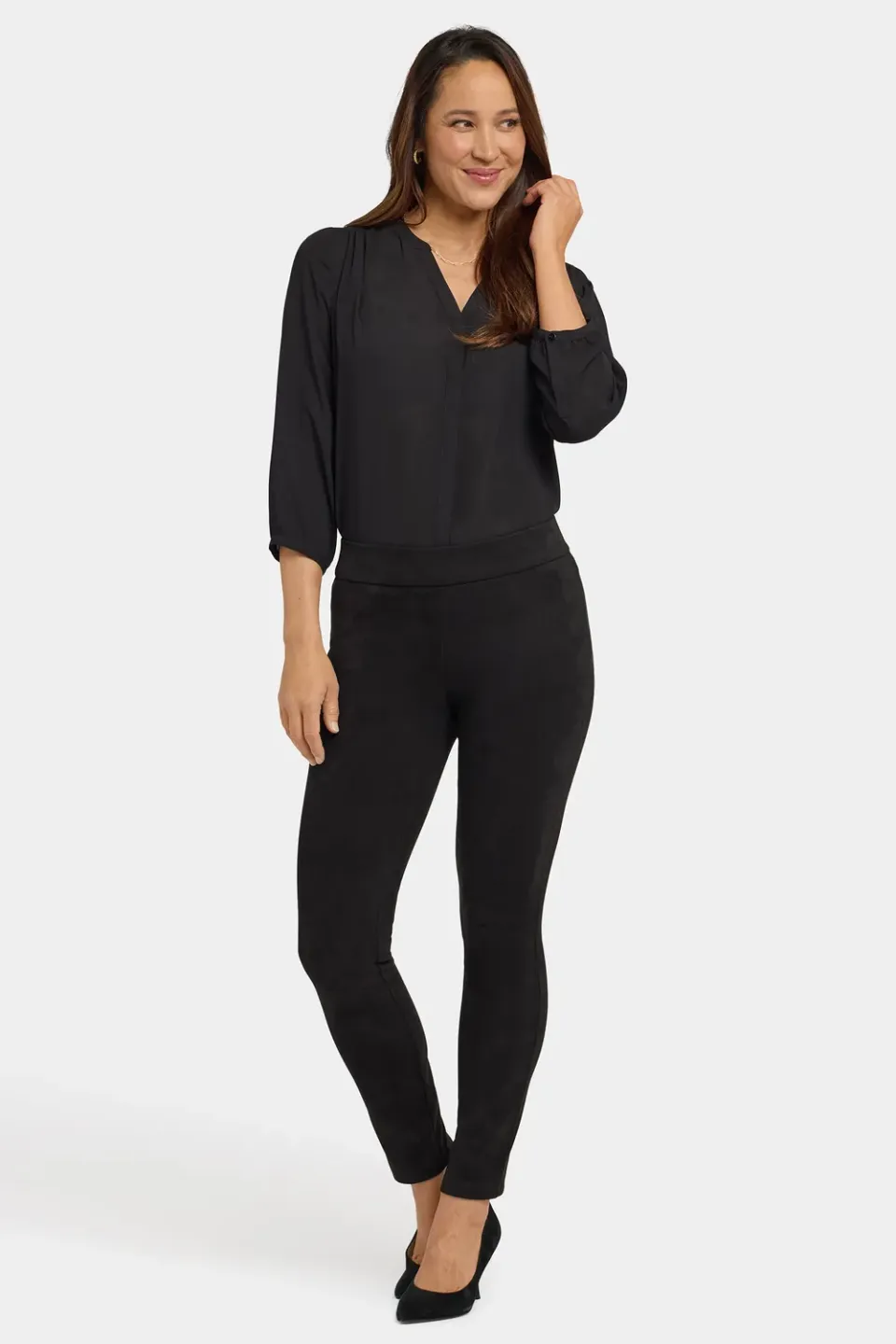 NYDJ Basic Legging-Hose Schwarz Wildleder-Optik