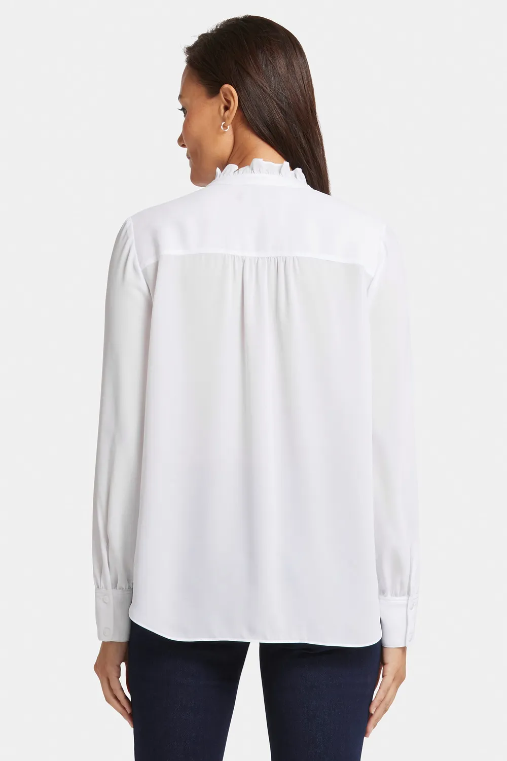 NYDJ Ruffle Neck Bluse Optic White weiß