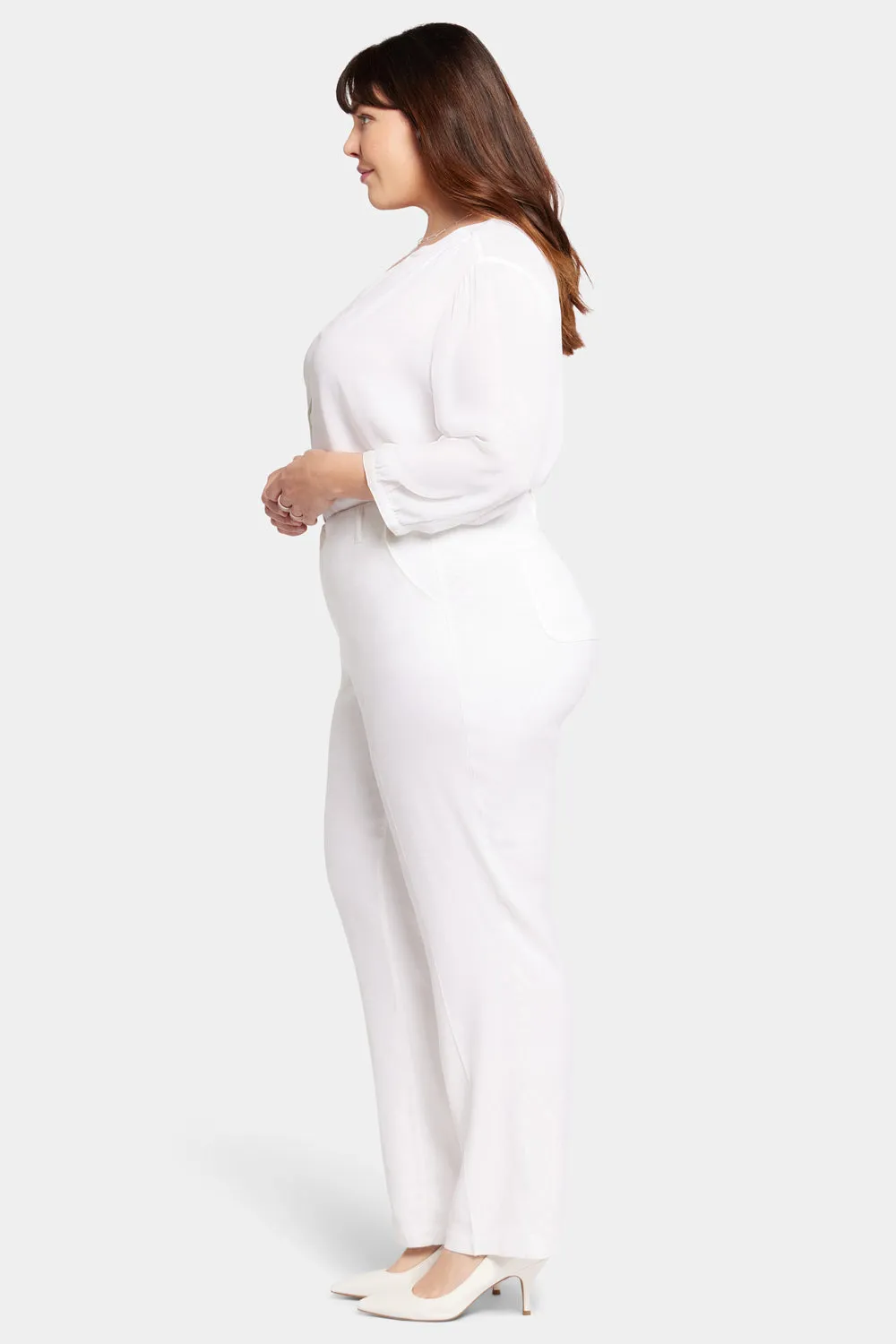 NYDJ Marilyn Straight Hose Plus Size Optic White Leinen