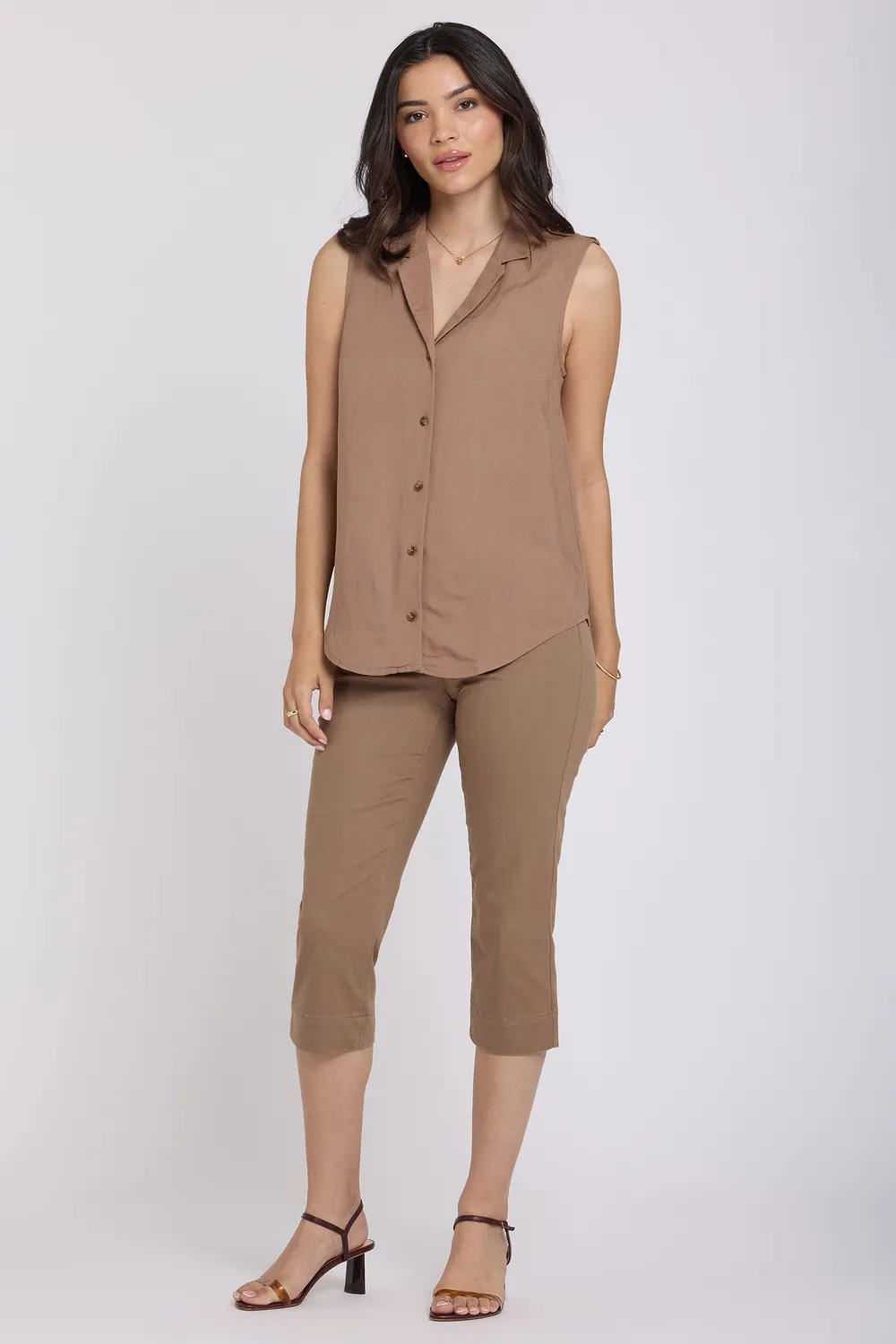 NYDJ Gabrielle ärmellose Bluse Toasted Coconut L