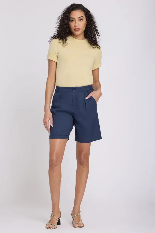 NYDJ Relaxed Petite Shorts Oxford Navy Leinen