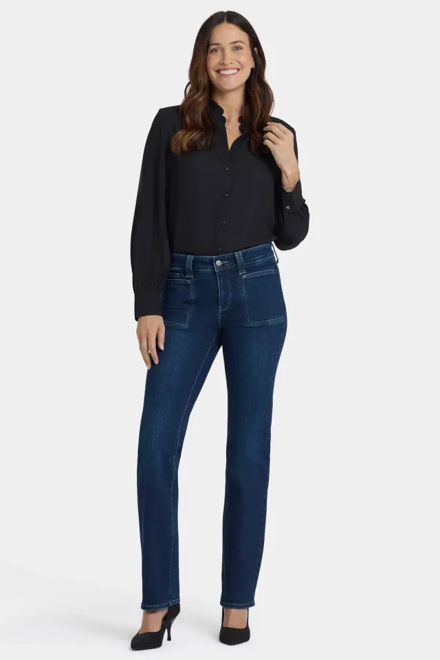 NYDJ Marilyn Straight Jeans Ink Skyline Patch