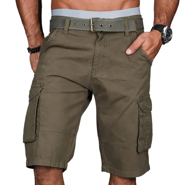 Alessandro Salvarini Cargo Shorts AS-037 Beige mit Gürtel