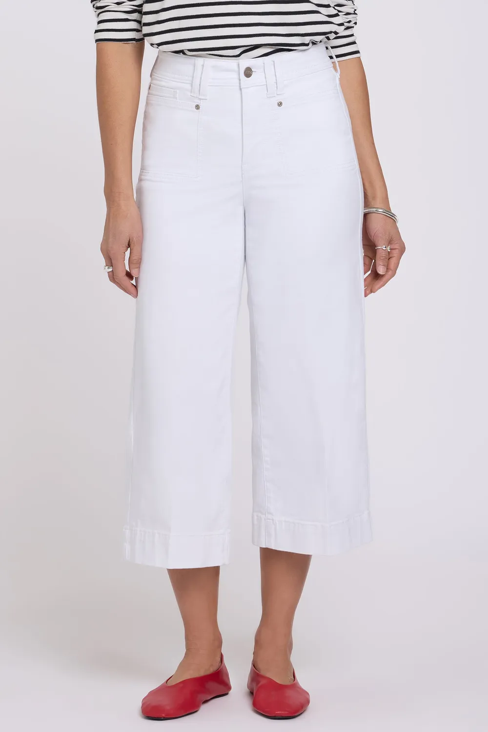 NYDJ Brigitte Wide Leg Capri Jeans Petite Weiß