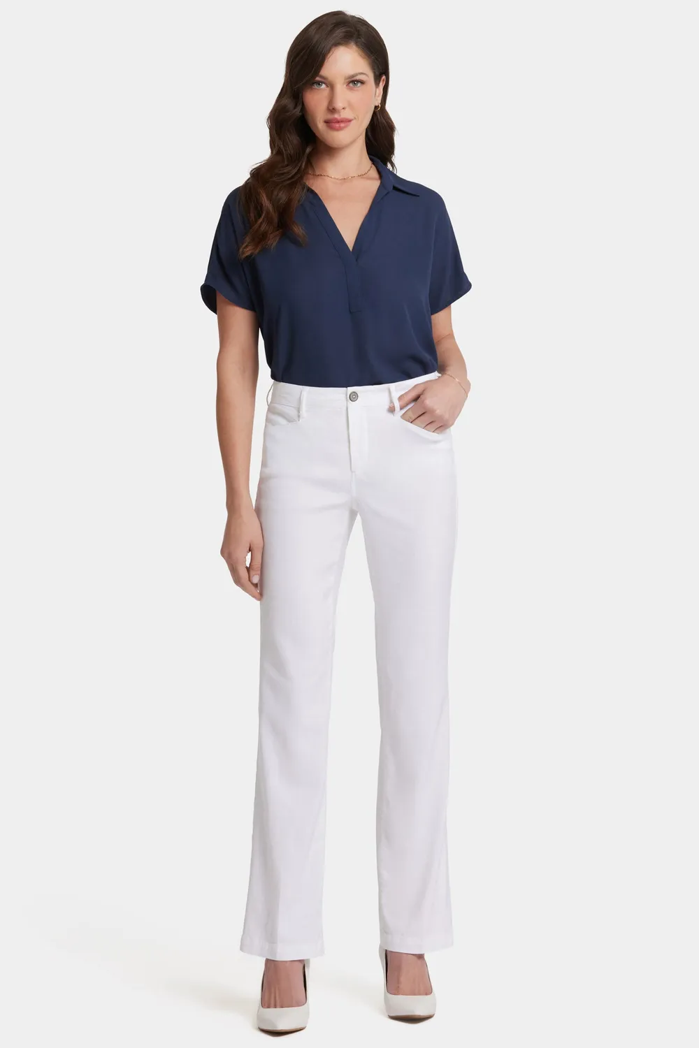 NYDJ Trouser Petite Hose Optic White Leinen
