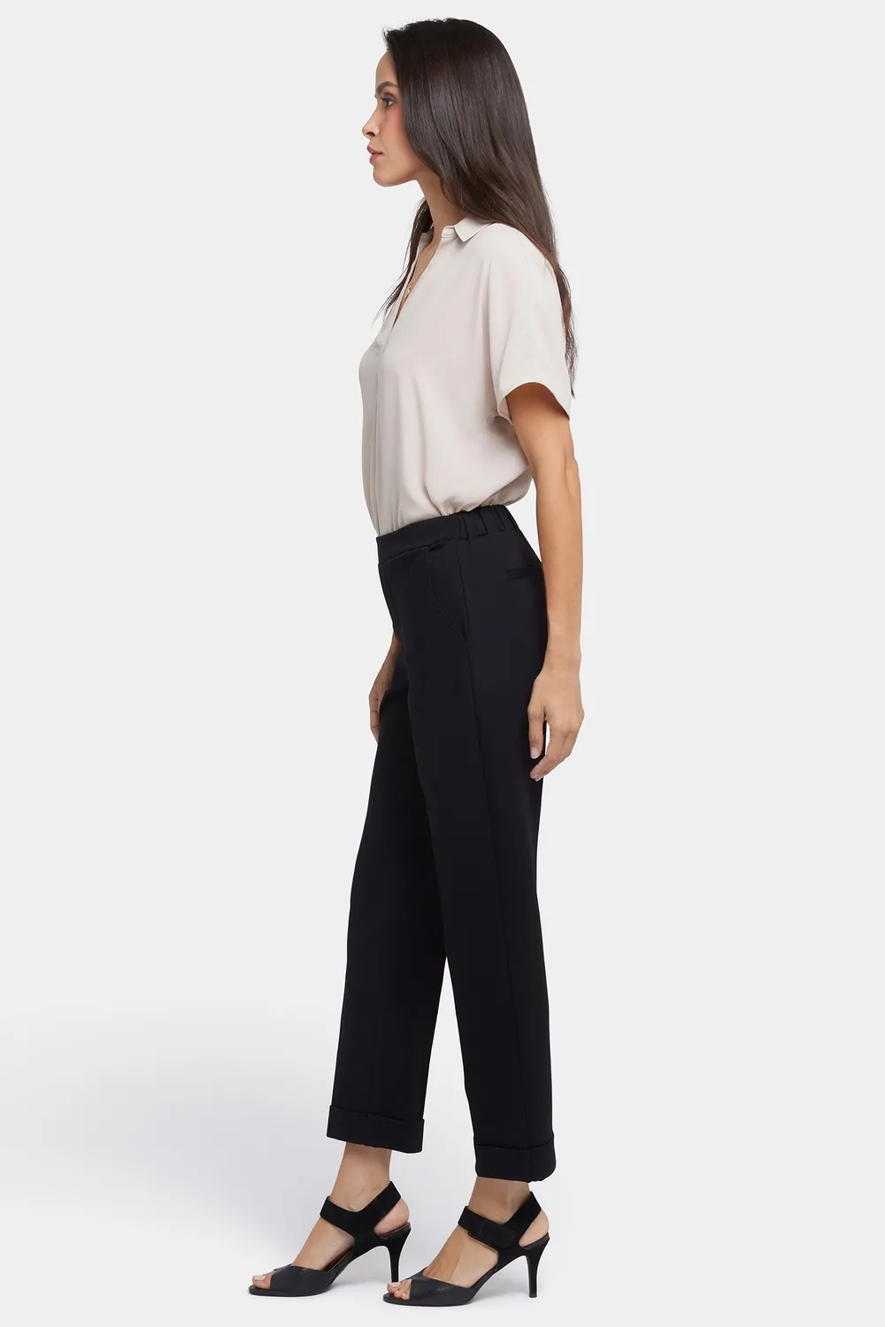 NYDJ Cassidy Ankle Pull-On Hose Petite Schwarz Ponte