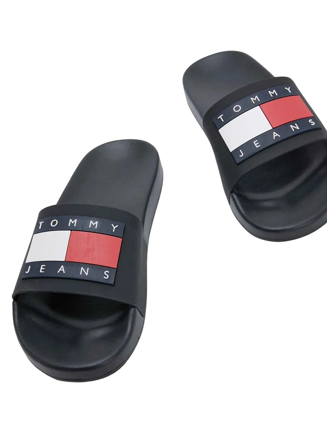 Tommy Jeans Flag Pool Slide Damen Schlappen Schwarz 38 EU