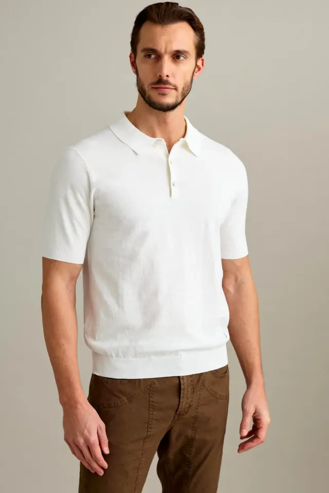 Jeckerson Polo Poloshirt Weiß Crepe-Baumwolle