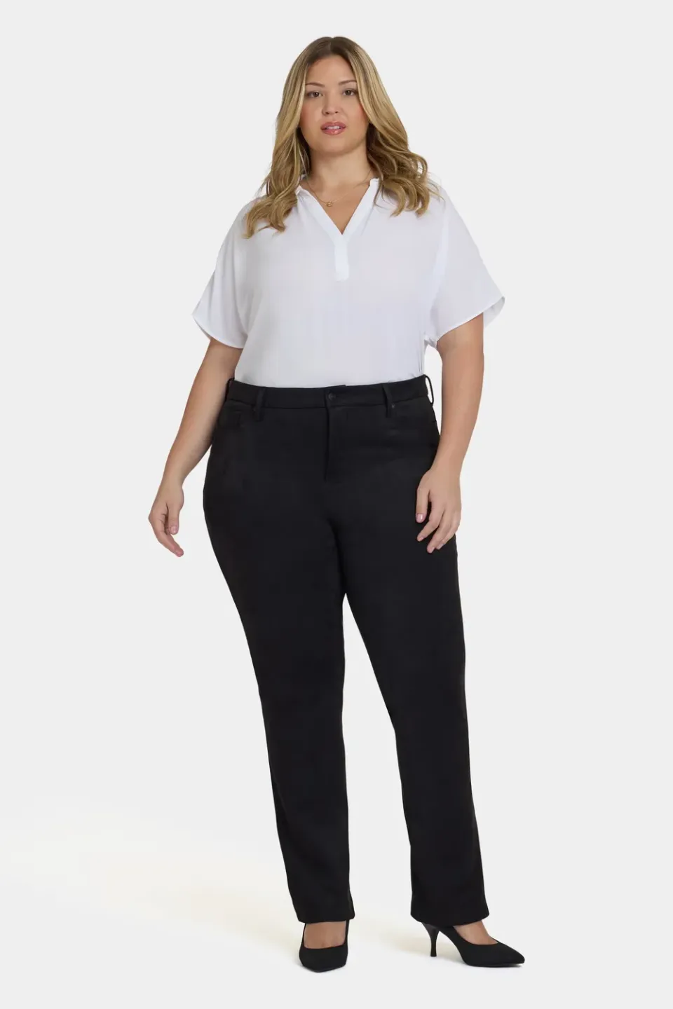 NYDJ Marilyn Straight Plus Size Hose Schwarz Stretch