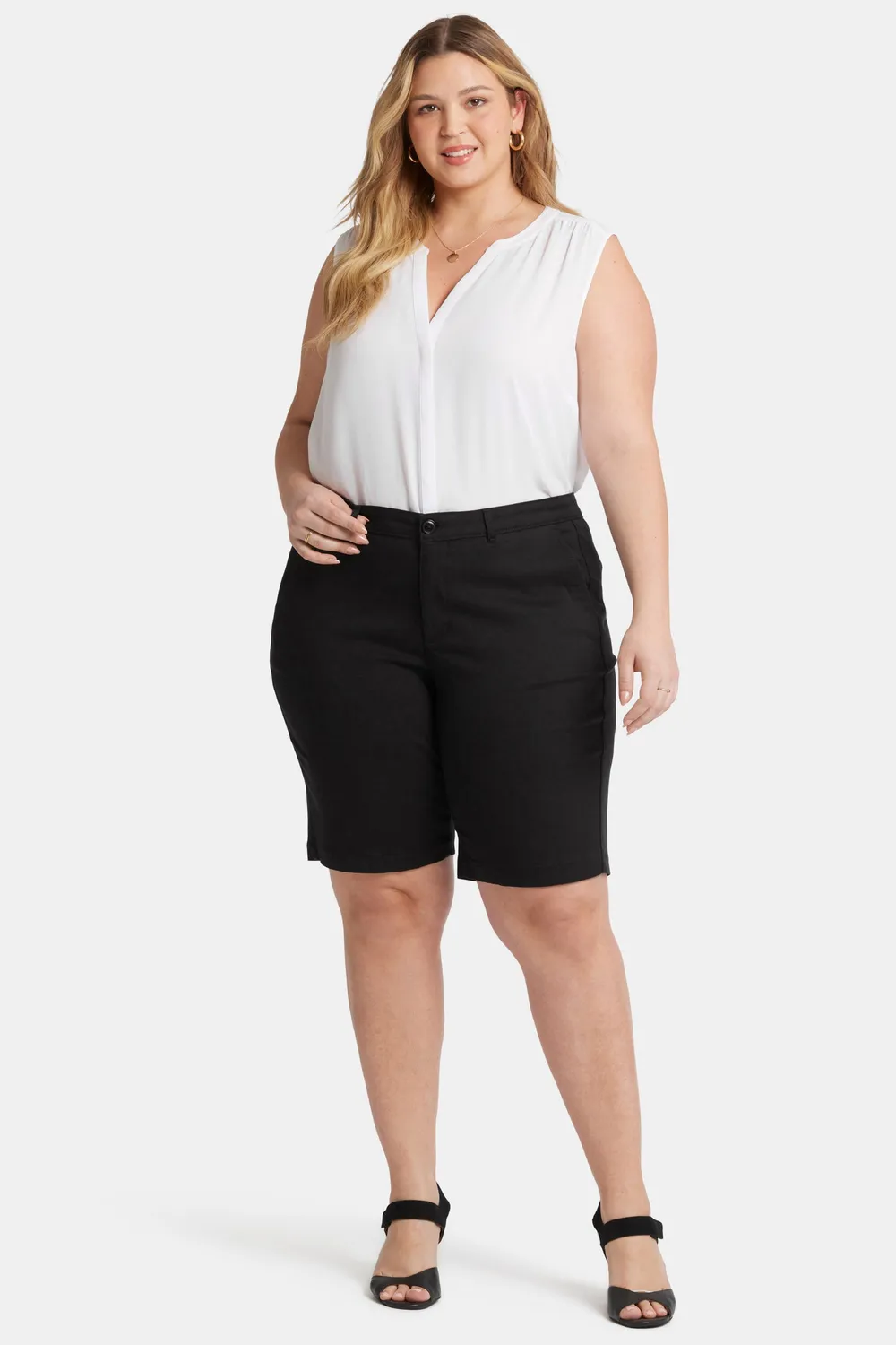 NYDJ Bermuda Shorts Plus Size Twill Shorts Schwarz