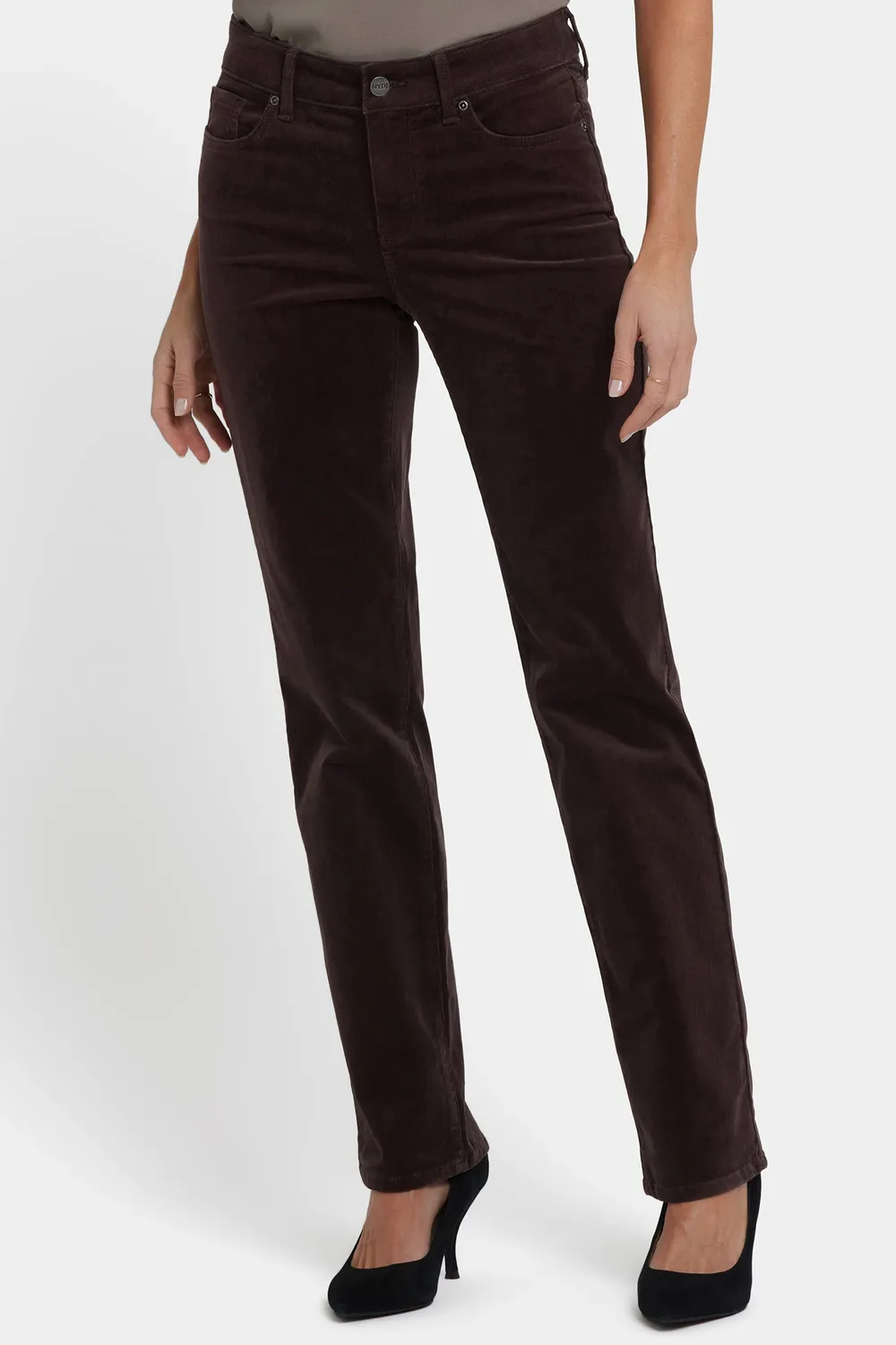 NYDJ Marilyn Straight Cordhose Bitter Chocolate Stretch