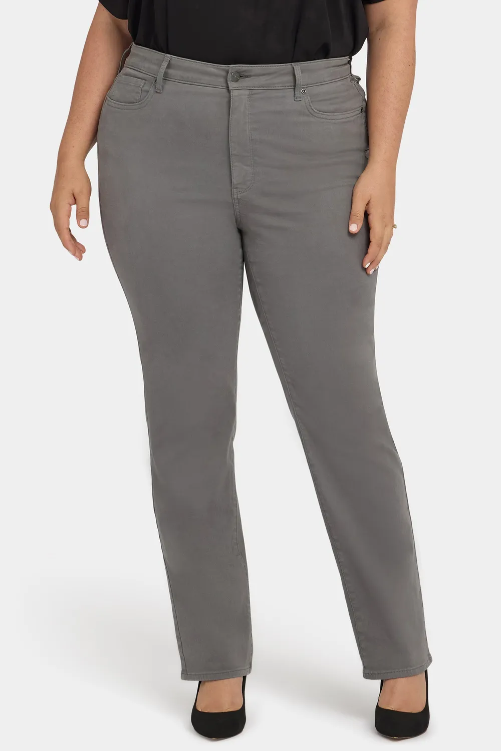 NYDJ Marilyn Straight Jeans Plus Lunar Stone high rise