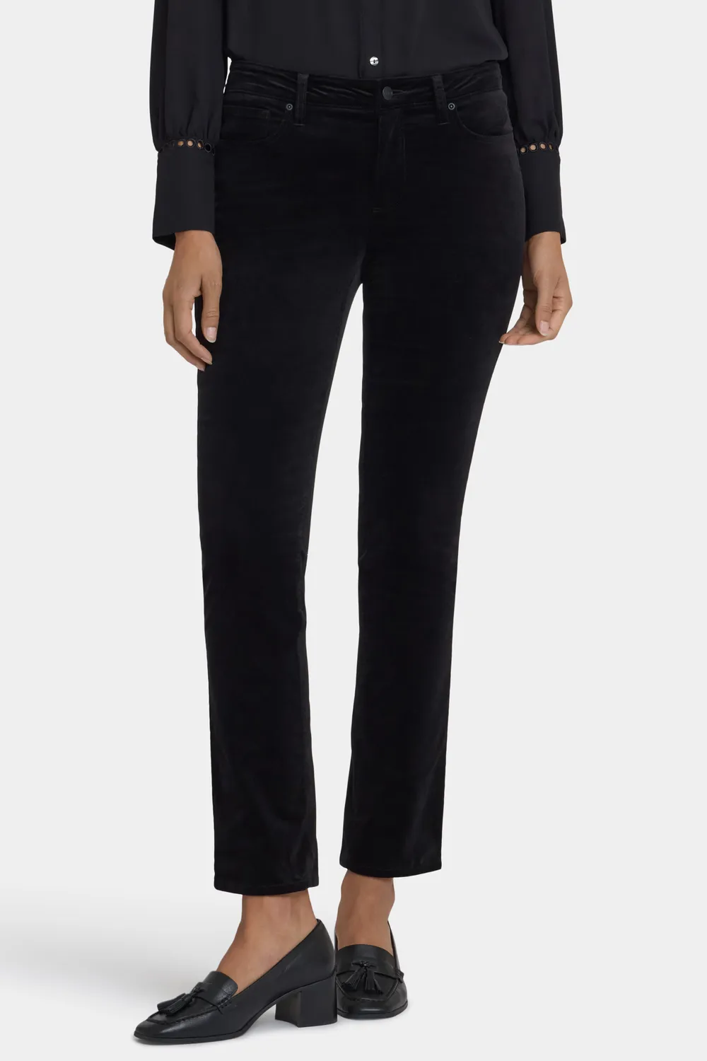 NYDJ Sheri Slim Hose Schwarz Velveteen schmal