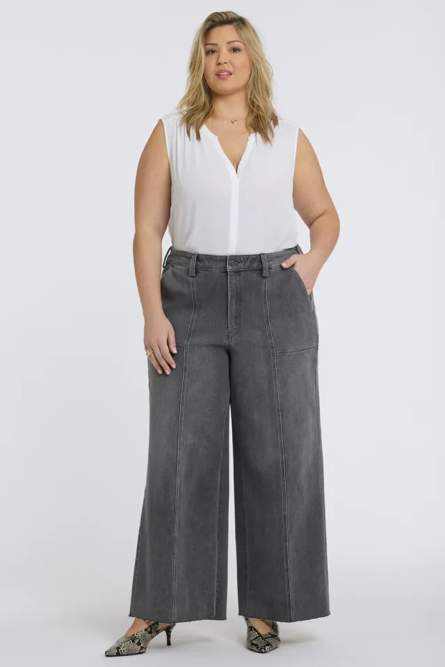 NYDJ Simone Wide Leg Jeans Dusty Ash Plus-Size grau