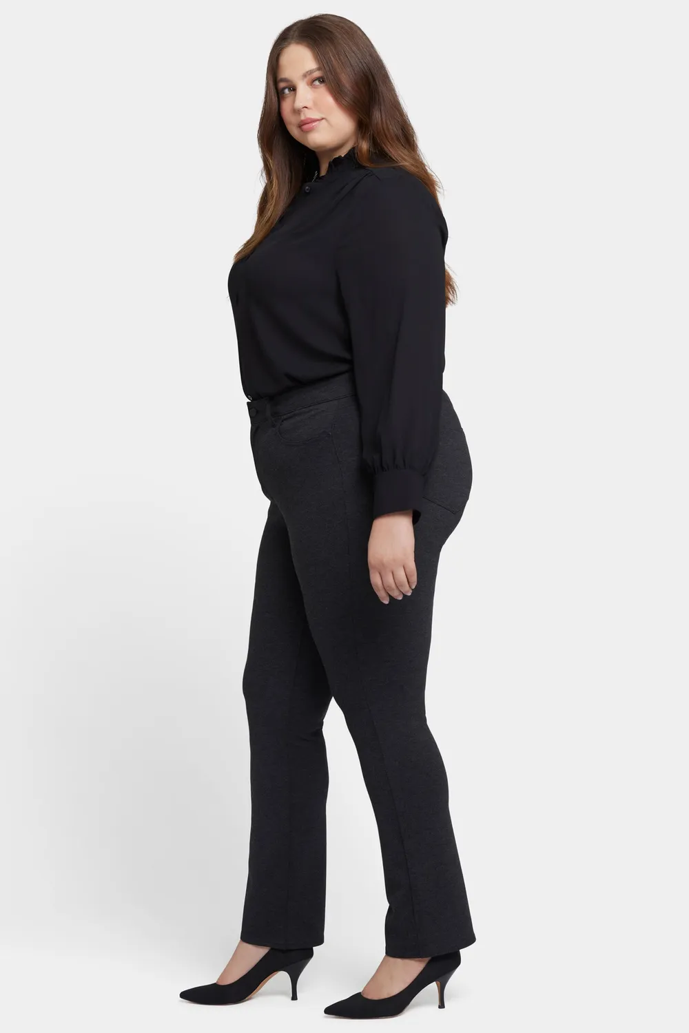 NYDJ Marilyn Straight Plus Hose Charcoal Stoff