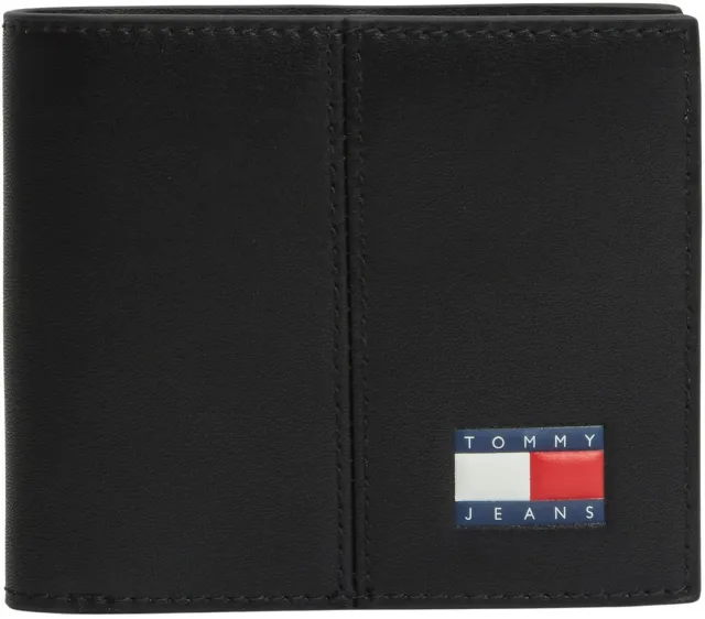 Tommy Jeans Heritage Leather Geldbeutel schwarz Leder Münzfach