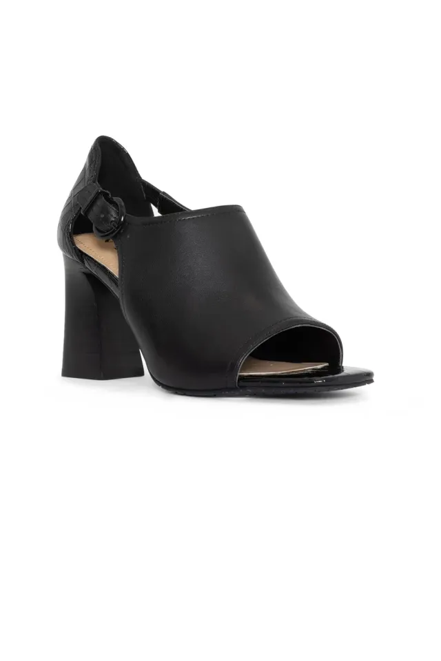 NYDJ Larlie Block Heel Sandalen Schwarz Leder