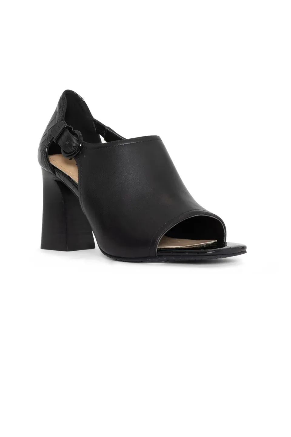 NYDJ Larlie Block Heel Sandalen Schwarz Leder