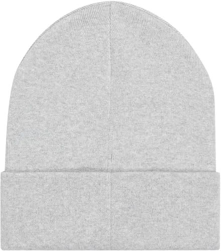 Tommy Jeans Linear Logo Beanie Mütze Grau Bio-Baumwolle