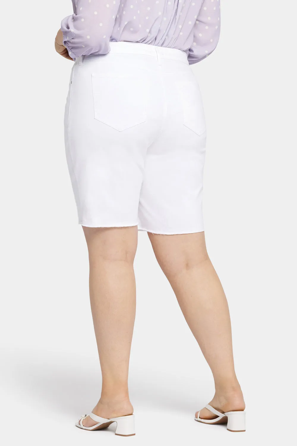 NYDJ Boyfriend Shorts Optic White Fransensaum Plus