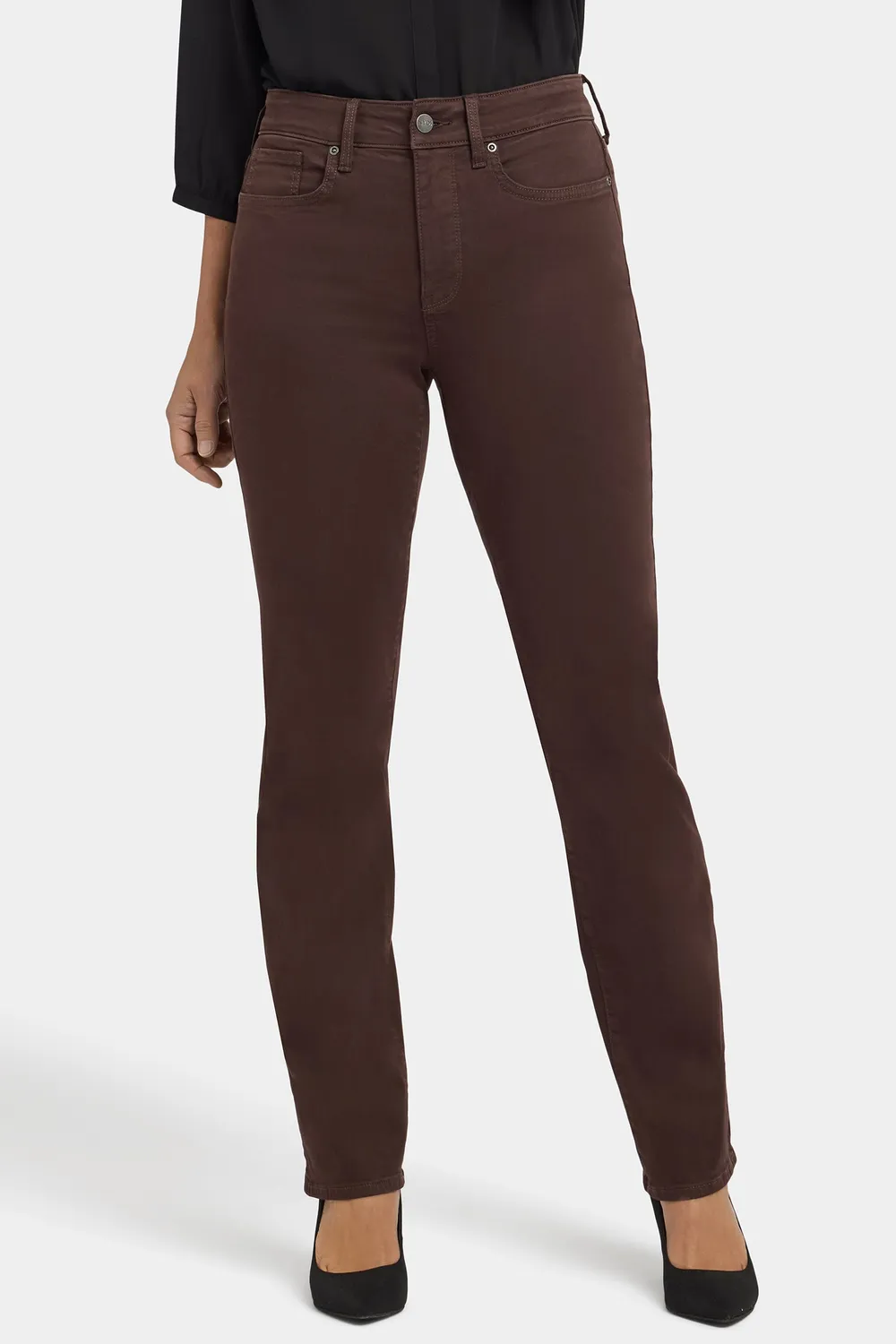 NYDJ Marilyn Straight Petite Jeans Bitter Chocolate