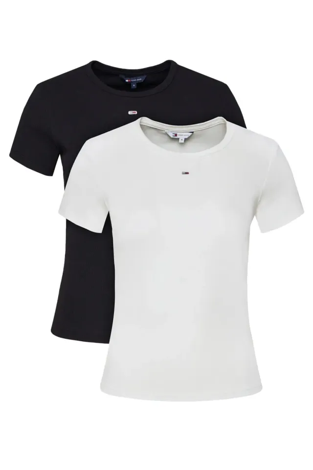 Tommy Jeans Essential Rib Slim Fit T-Shirt M 2er Pack gerippt