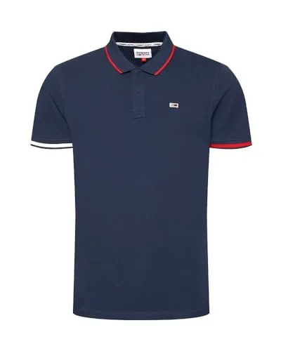Tommy Jeans TJM REG Flag Cuffs Polo S/S Herren Navy
