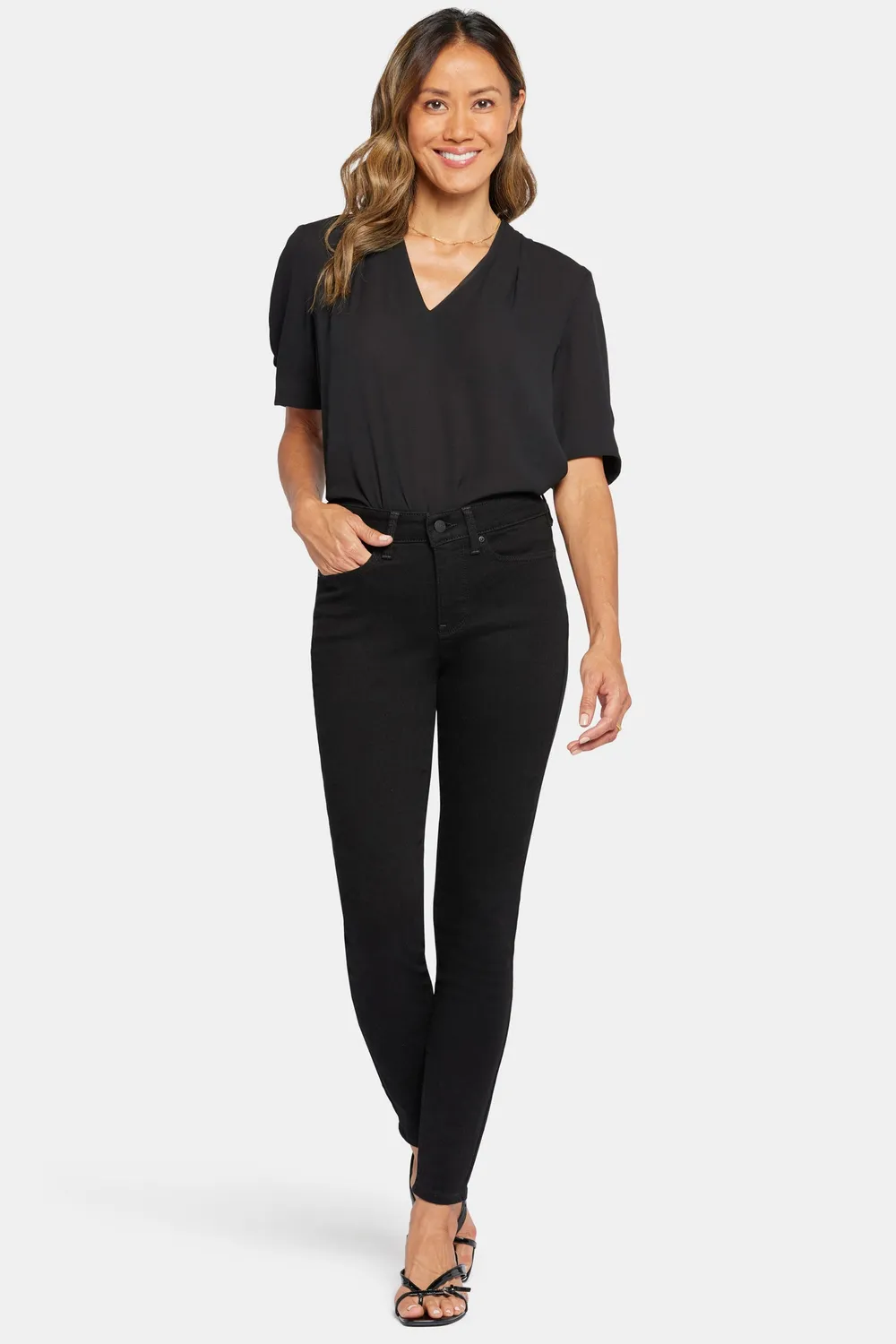 NYDJ Ami Skinny Petite Jeans Schwarz figurformend