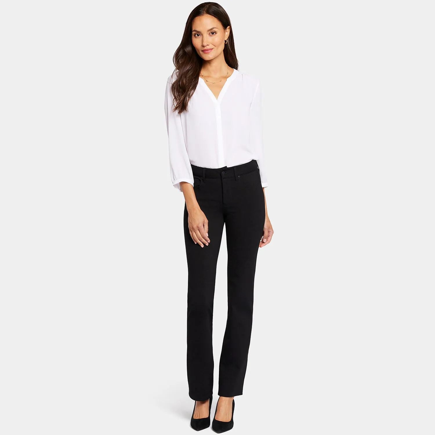 NYDJ Marilyn Straight Hose Schwarz Ponte