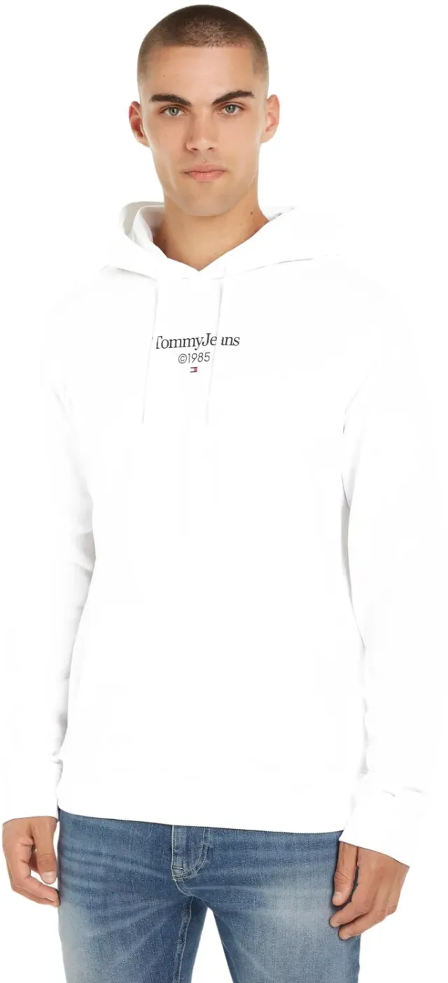 Tommy Jeans Herren Hoodie mit Kapuze Weiß Baumwolle