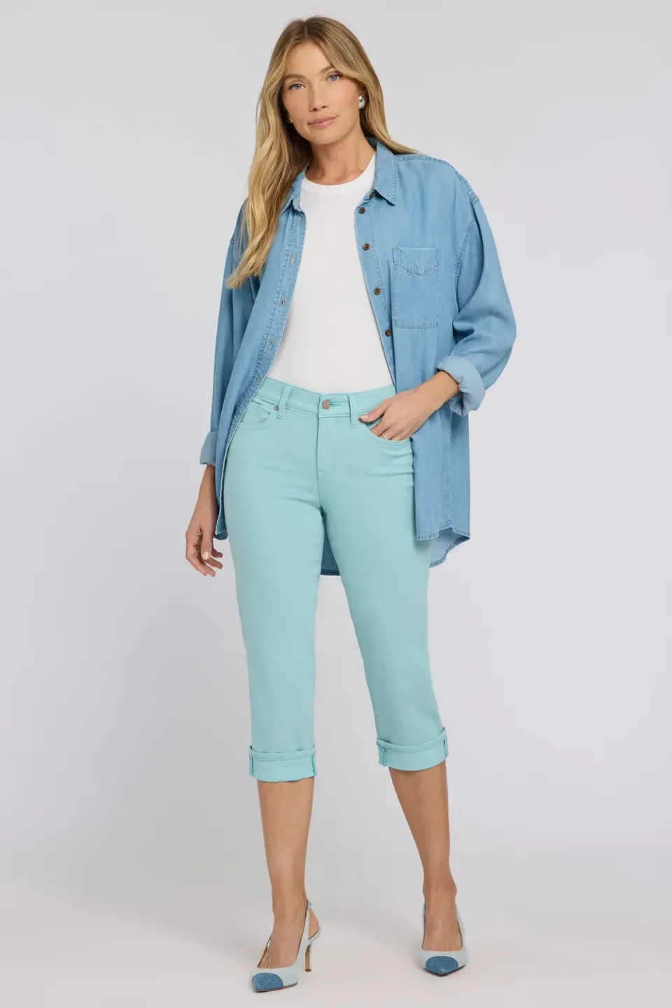 NYDJ Marilyn Straight Crop Jeans Petite Aqua Haze