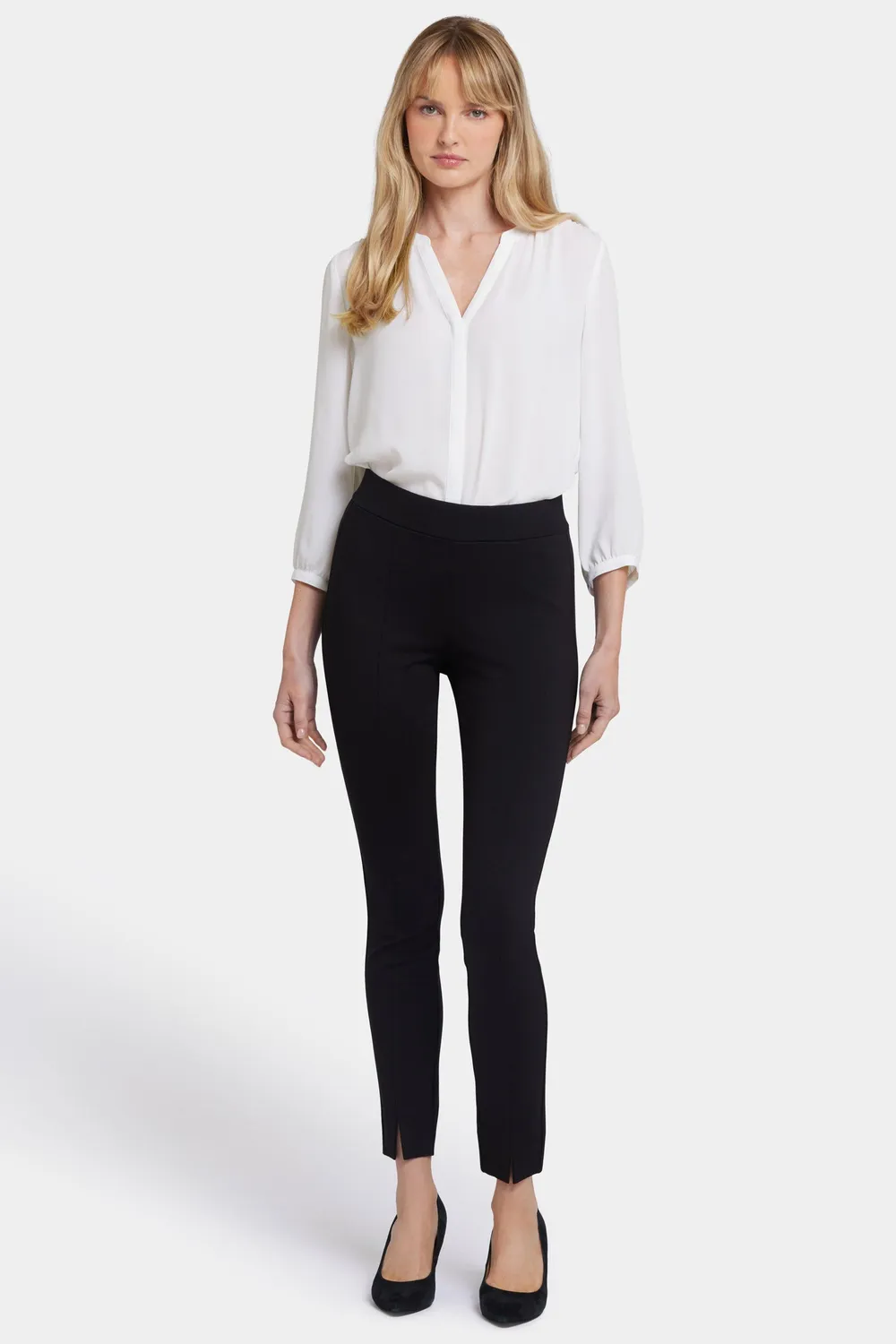 NYDJ Basic Legging Pants Schwarz Ponte-Hose mit Schlitz
