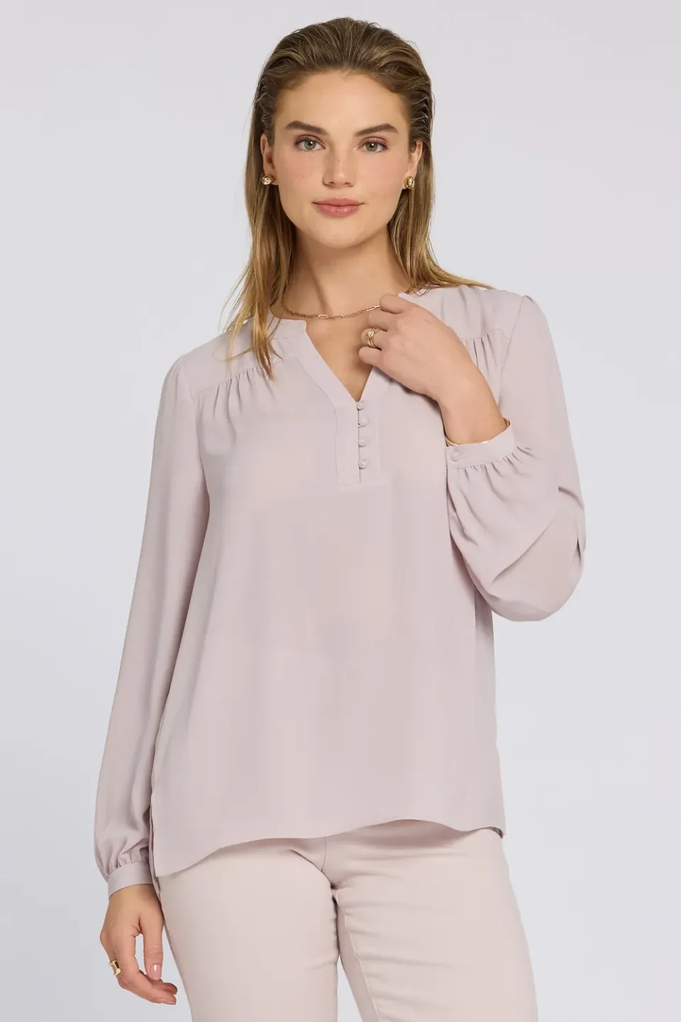 NYDJ Trinity Bluse Rock Flower Langarm rosa