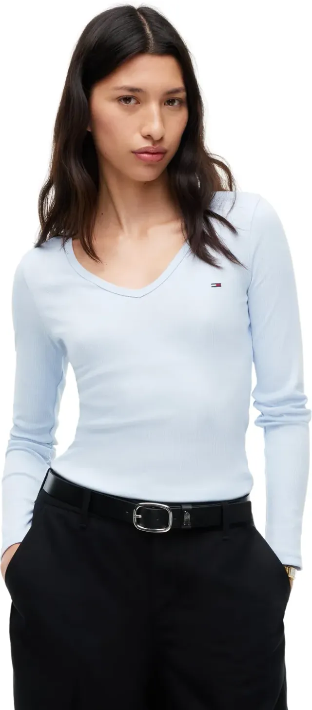 Tommy Jeans Slim Essential Rib V-Longsleeve XS