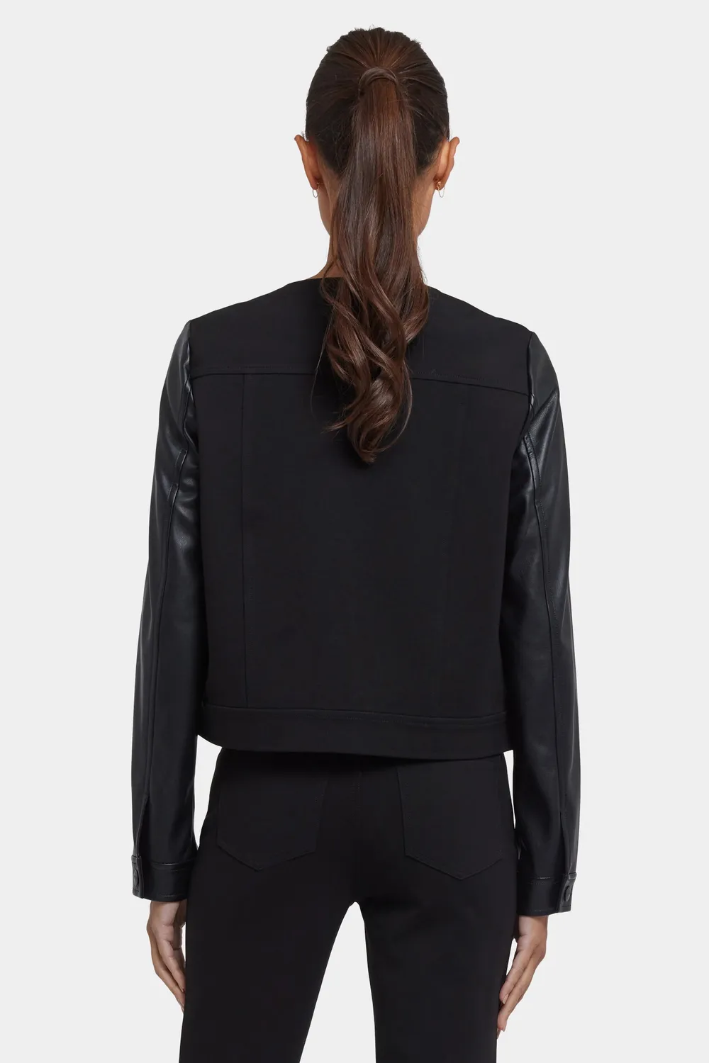 NYDJ Vanessa Jacke Schwarz Kunstleder