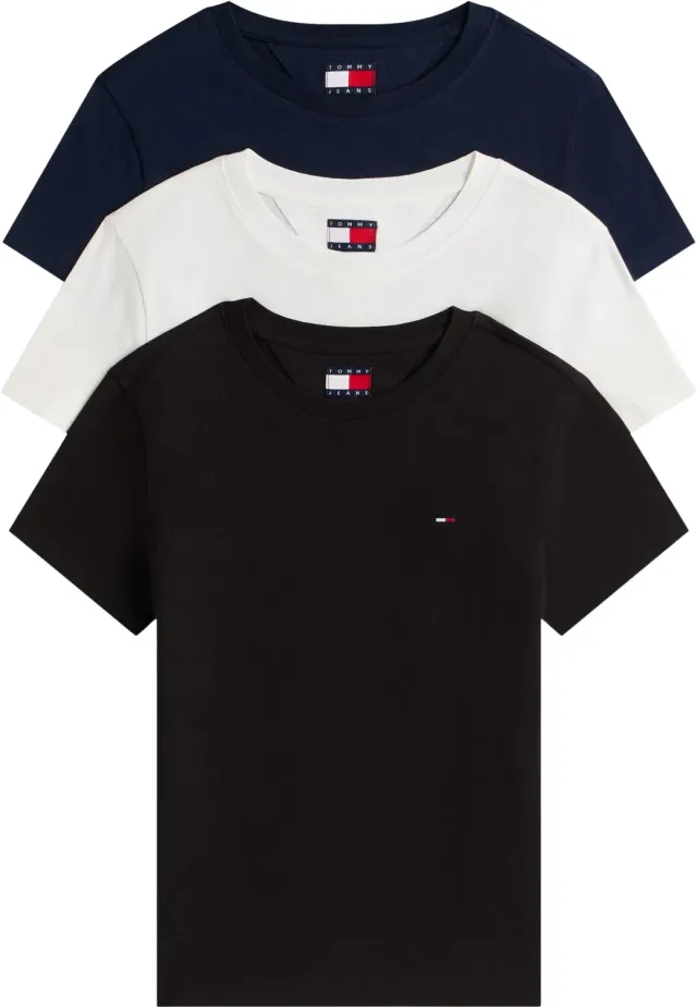 Tommy Jeans Damen 3er Pack T-Shirts XL Schwarz Ecru