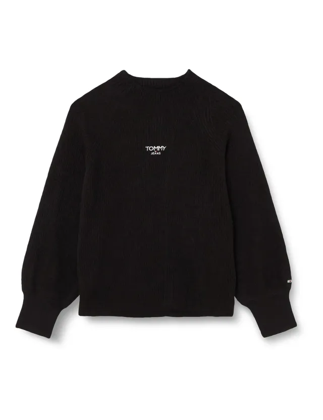 Tommy Jeans Damen Strickpullover Rollkragen Schwarz XXL