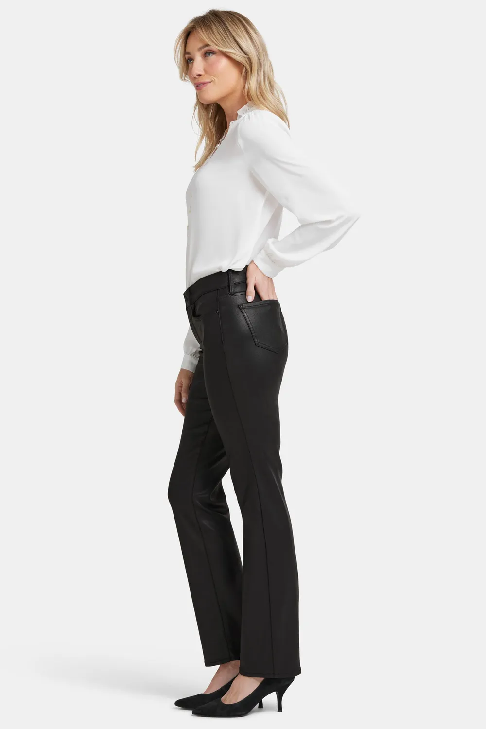NYDJ Coated Marilyn Straight Jeans Schwarz Coated