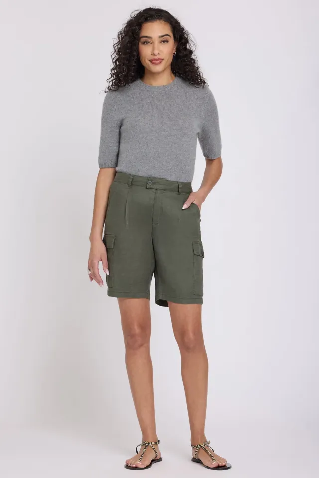NYDJ Cargo Bermuda Shorts Desert Green High Rise