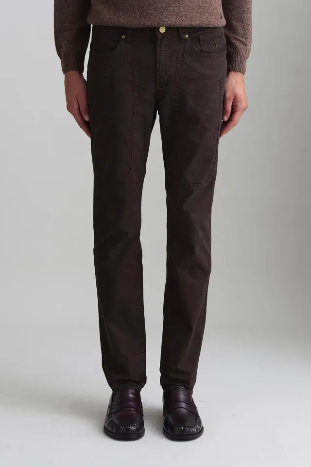 Jeckerson John Toppa Hose Slim Fit dunkelbraun Twill