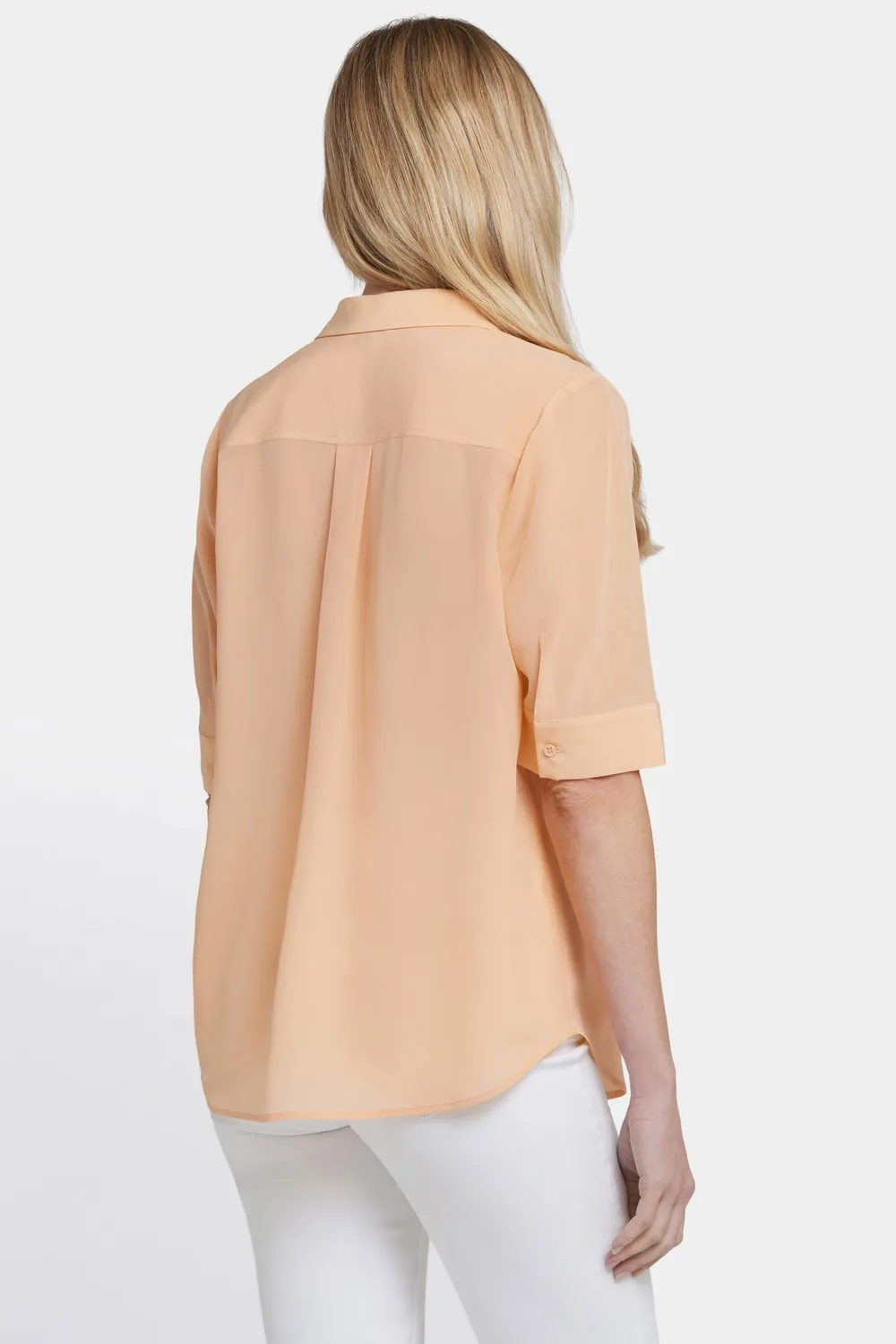 NYDJ Riley Seidenbluse Apricot Nectar Halbarm