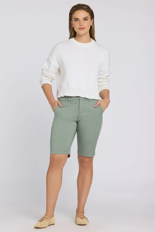 NYDJ Bermuda Shorts Mistletoe Damen Shorts Grün Stretch-Twill