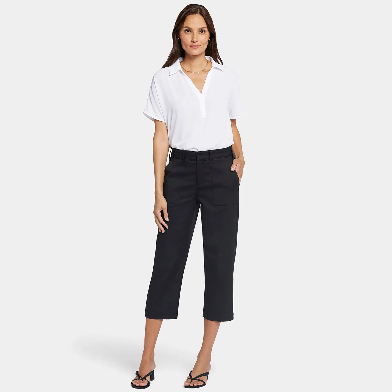 NYDJ Utility Hose Schwarz Stretch-Twill gerade