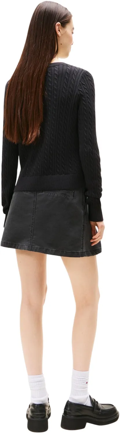 Tommy Jeans Cable Essential Pullover L Zopfstrick schwarz