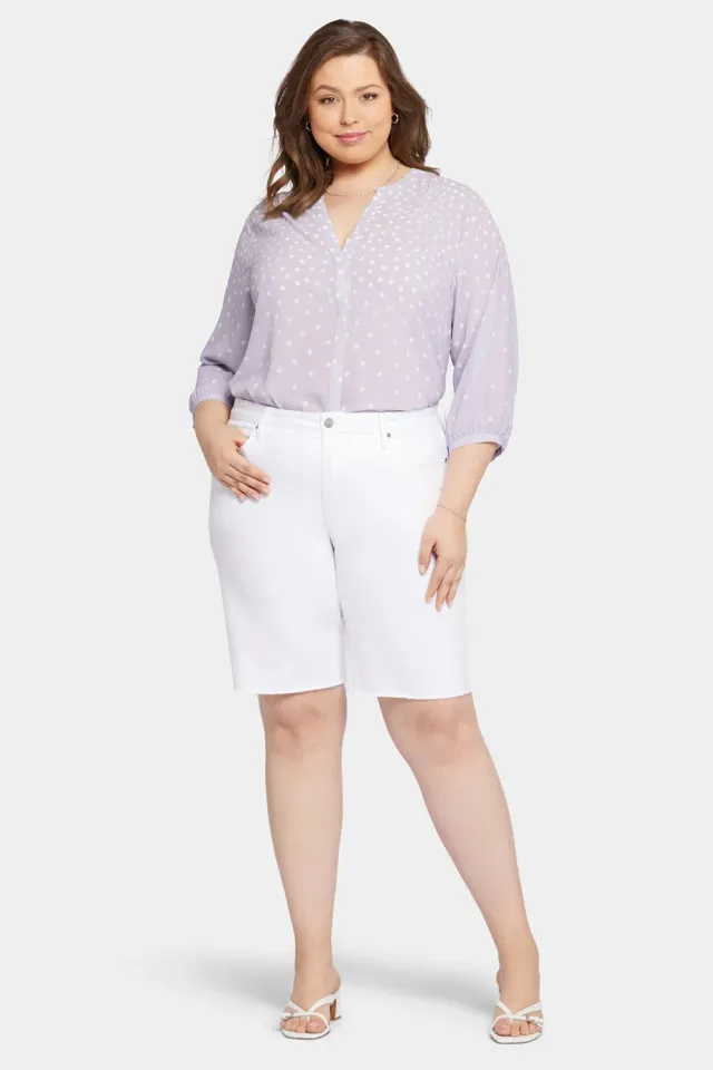 NYDJ Boyfriend Shorts Optic White Fransensaum Plus