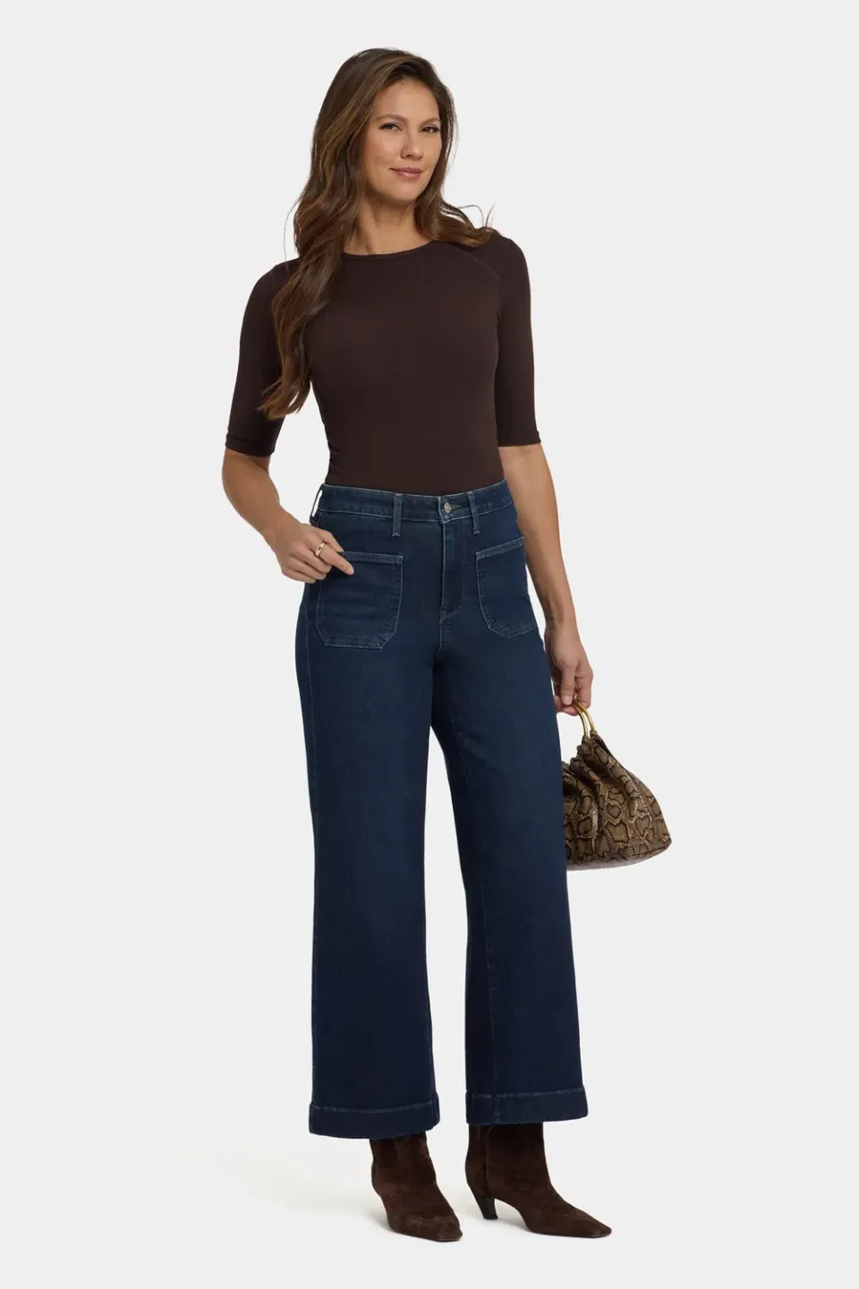 NYDJ Teresa Wide Leg Ankle Jeans Blacken Blue