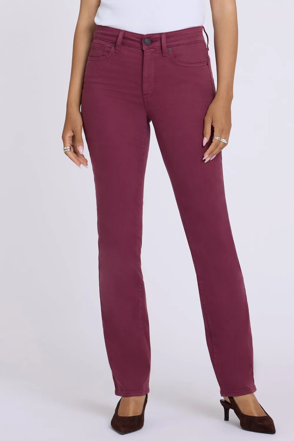 NYDJ Marilyn Straight Tall Jeans True Burgundy lang Bordeaux