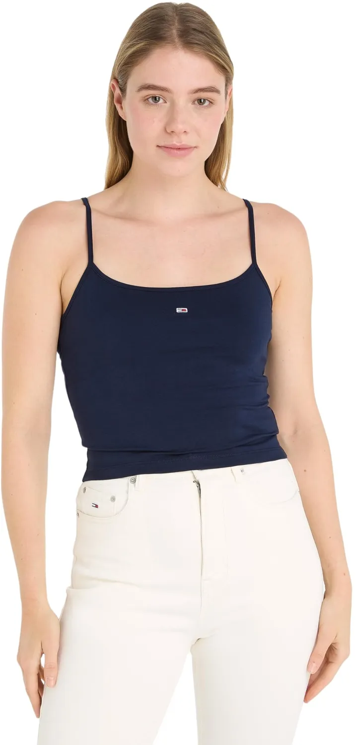 Tommy Jeans Strap Top DW0DW17381 Schwarz Cropped