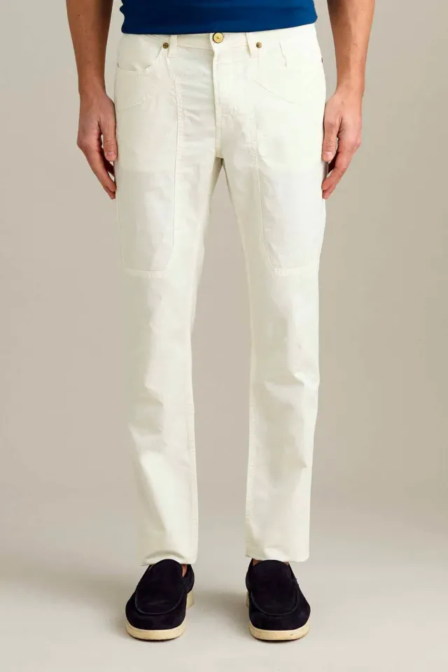Jeckerson John Toppa Chino Slim schneeweiß Leinenmix